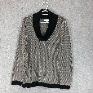Charter Club Cowl Neck Pullover Sweater Size XL Black White Textured